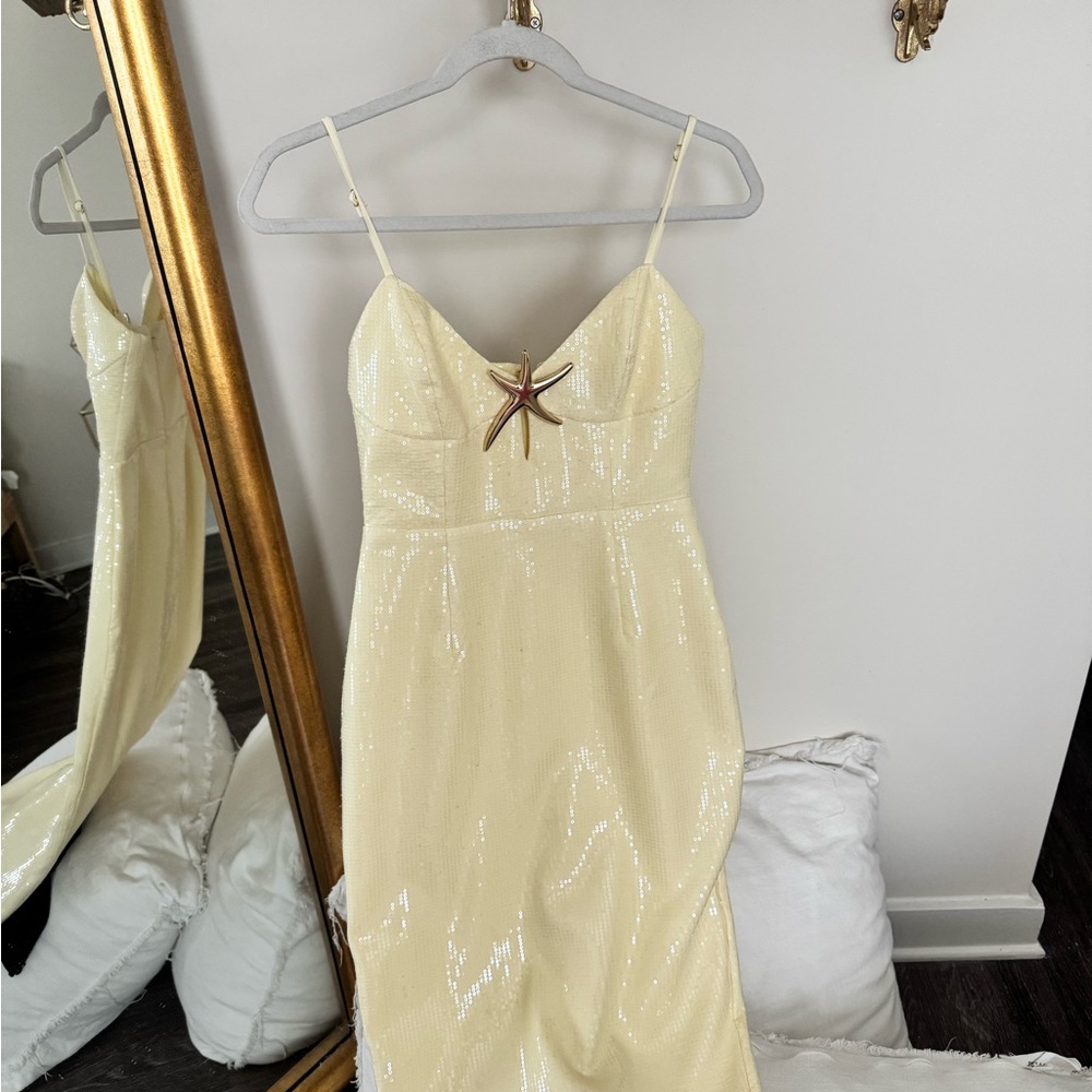 Away Strapless Yellow Sequin Dress